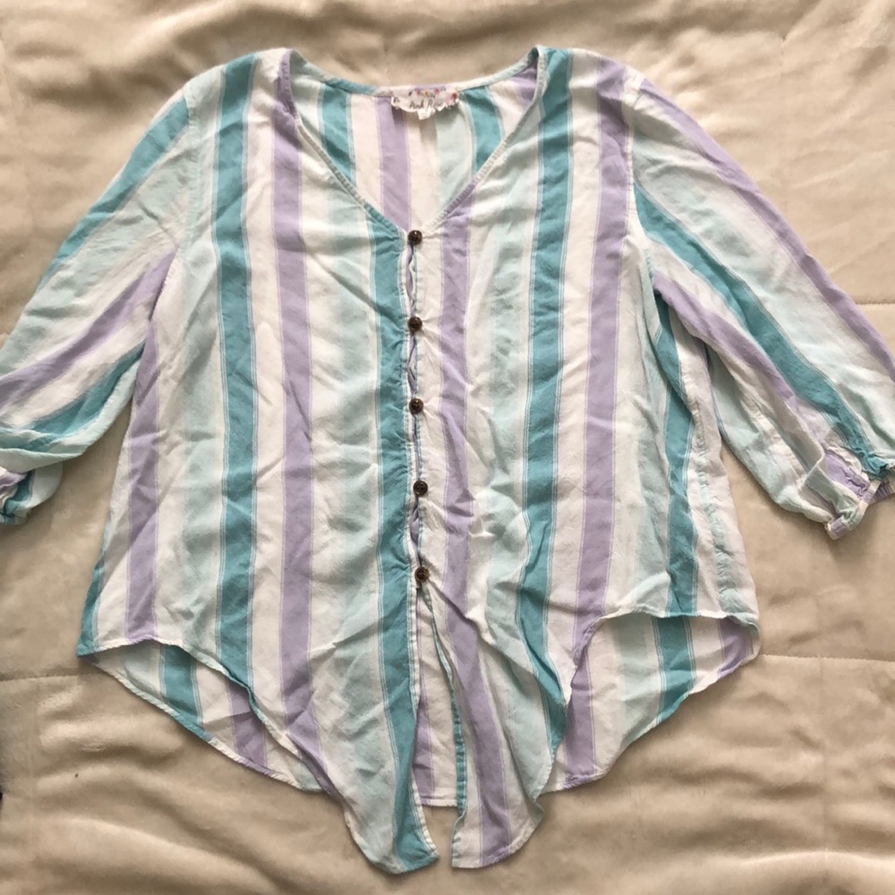 Pink rose medium length crop top blouse